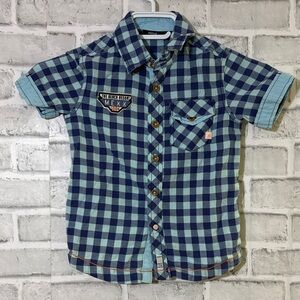 4/$20 Mexx Blue Checkered Kids Button-Down Shirt, size 6